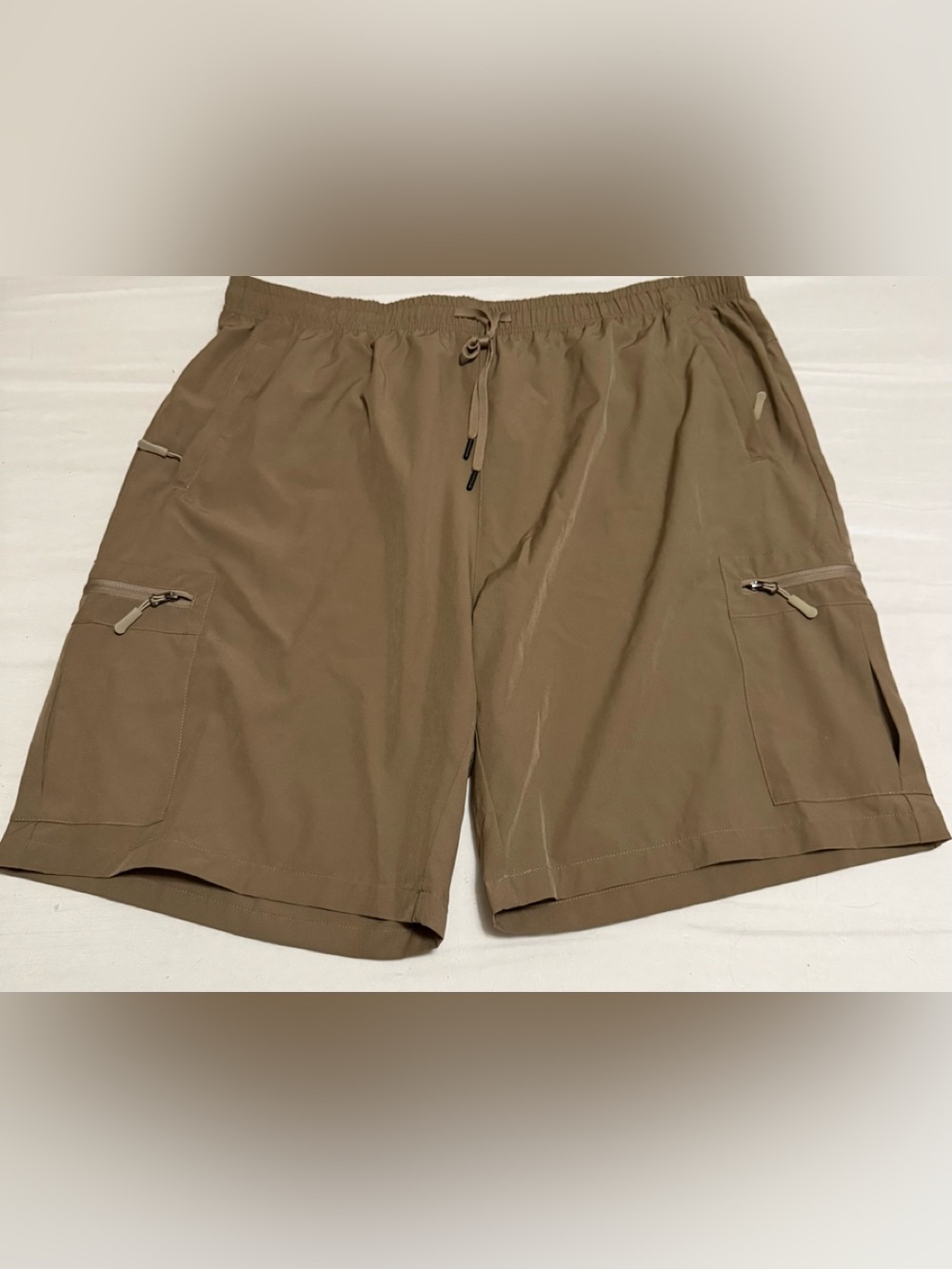 Men's Tan Hybrid Cargo Shorts with Drawstring Waist
